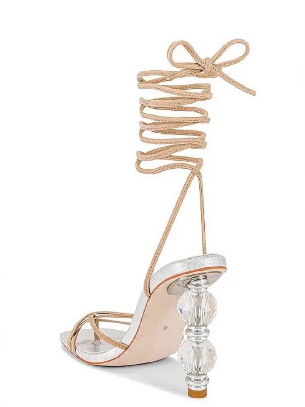Jeffrey Campbell Bijouxx Strappy Metallic Silver Sandal with Nude Suede Straps - Picture 2 of 9